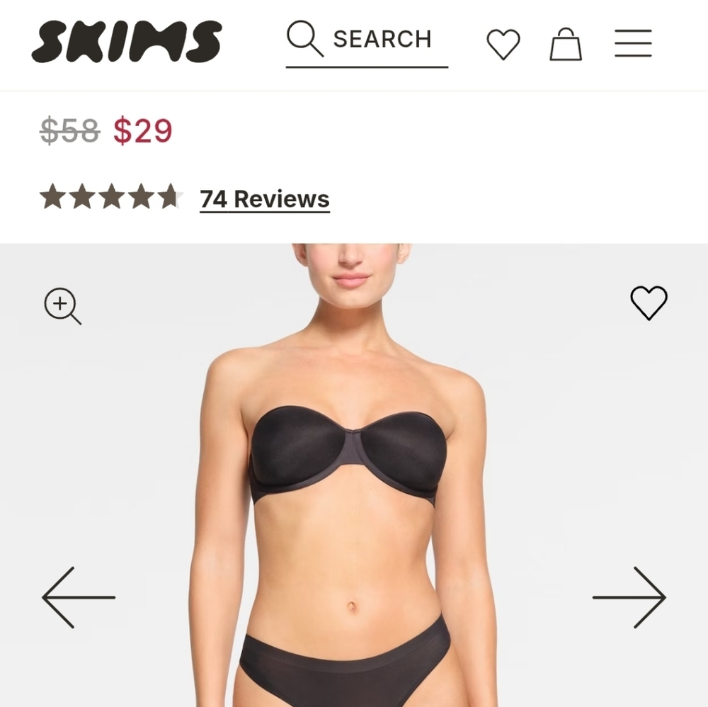 NWT SKIMS Weightless Strapless Bra
